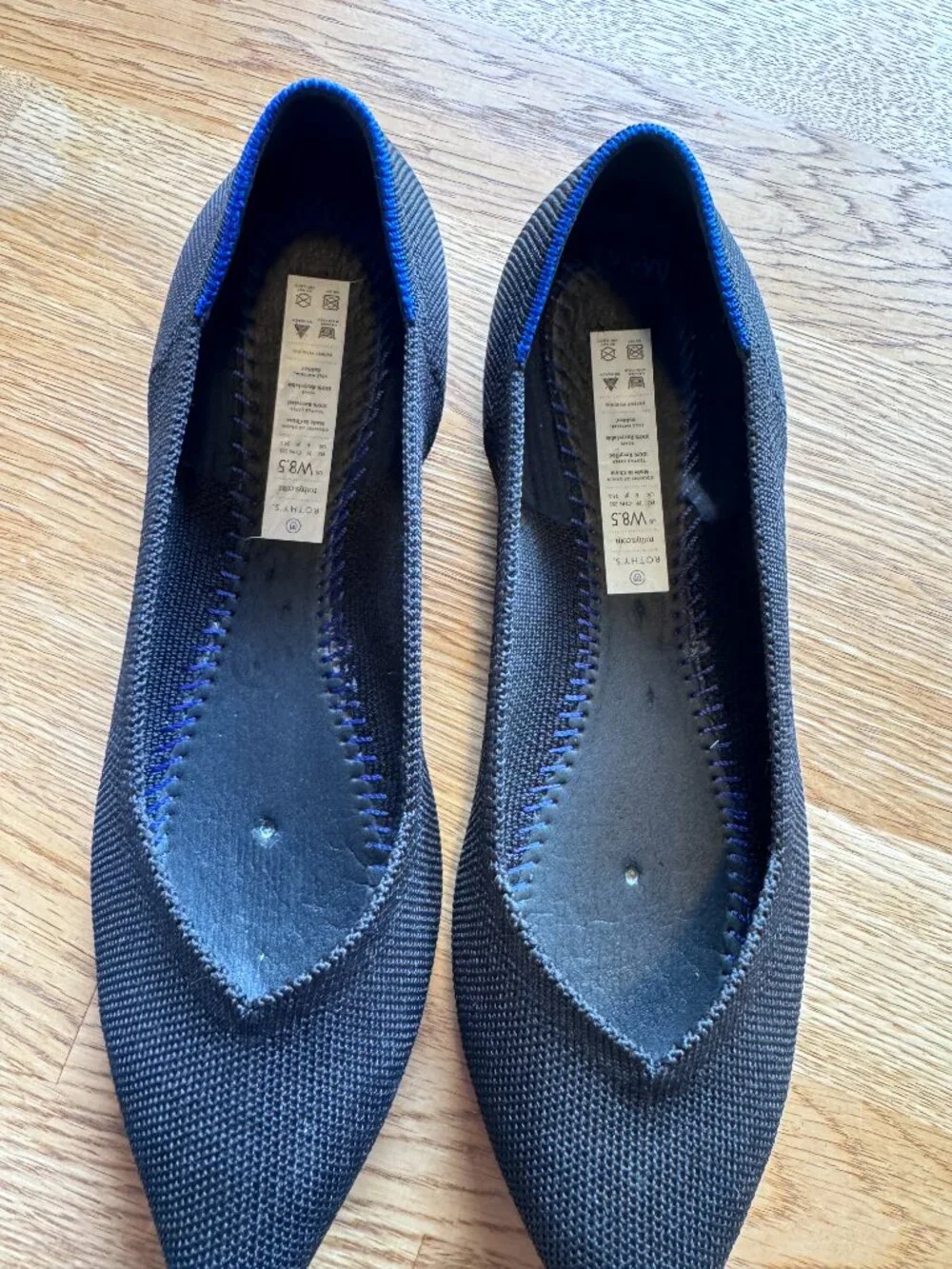 Rothy's Black Pointed Toe Flats The Point Size 8.5